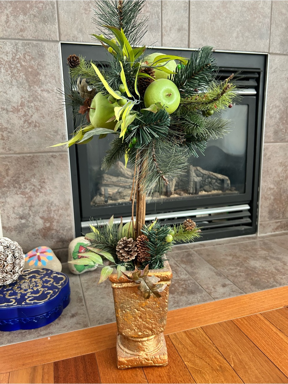 Green Apple Pine Topiary Holiday Décor - Unbranded